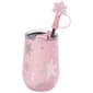 Gourmet Home Glitter Snowflake Wine Tumbler with Straw - Pink - image 1