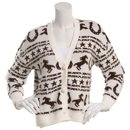 Juniors No Comment Mossy Western Button Front Cardigan - Gardenia