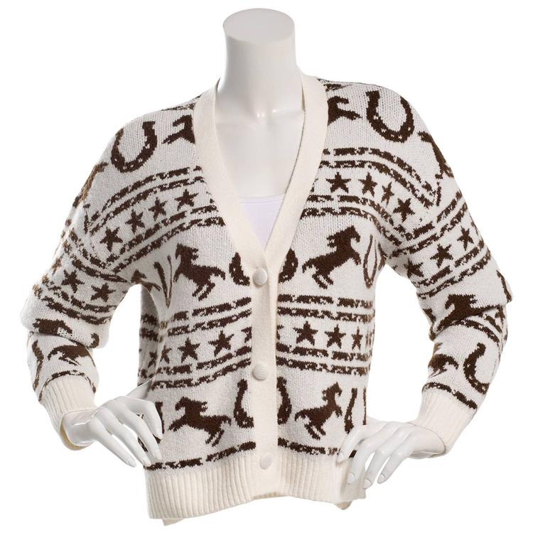Juniors No Comment Mossy Western Button Front Cardigan - Gardenia