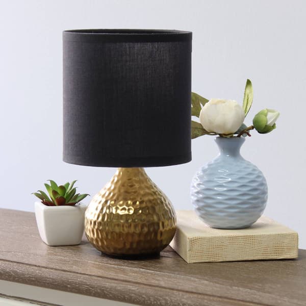 Simple Designs Hammered Gold Drip Mini Table Lamp