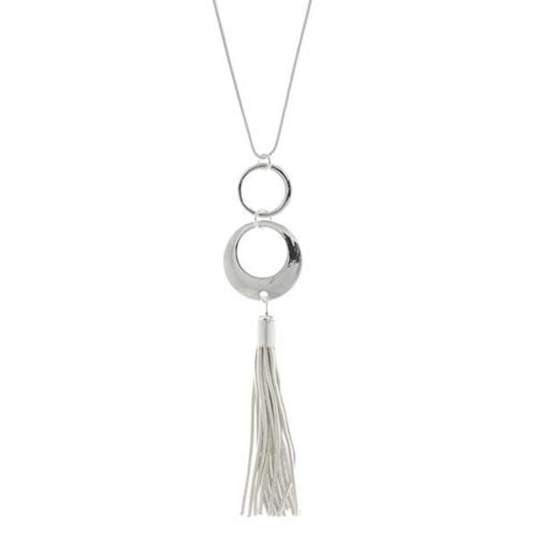 Nine West Silver-Tone Tassel Pendant Necklace - image 