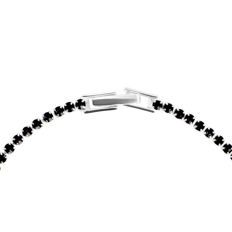 Athra 7in. Silver Plated & Black Crystal Tennis Bracelet