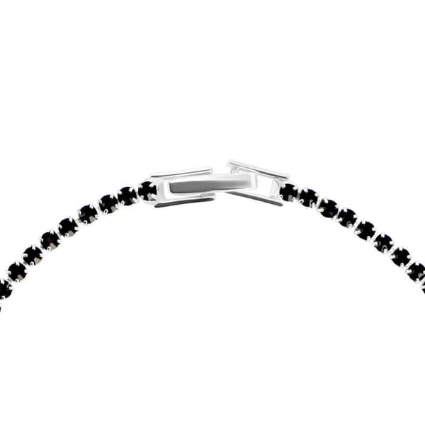 Athra 7in. Silver Plated & Black Crystal Tennis Bracelet