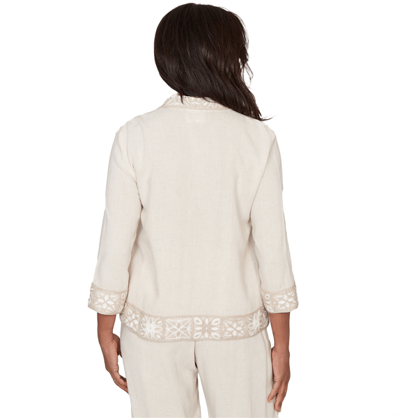 Womens Alfred Dunner Natural Wonder Crochet Trim Cardigan