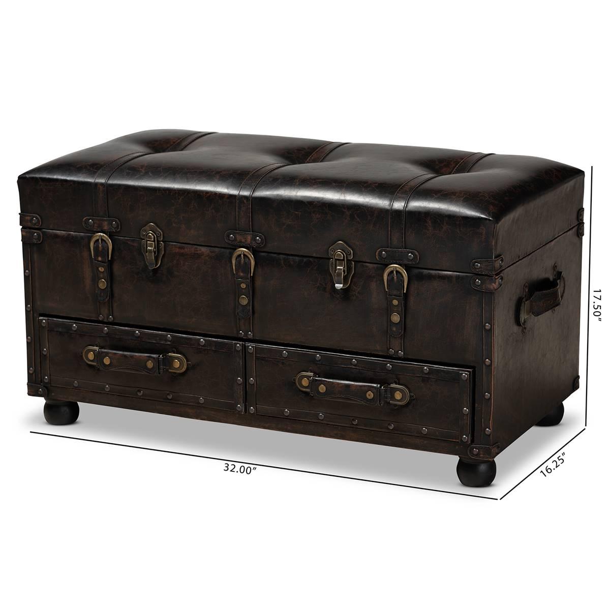 Baxton Studio Callum 2 Drawer Storage Trunk Ottoman