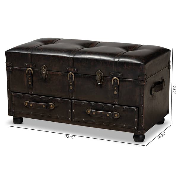 Baxton Studio Callum 2 Drawer Storage Trunk Ottoman