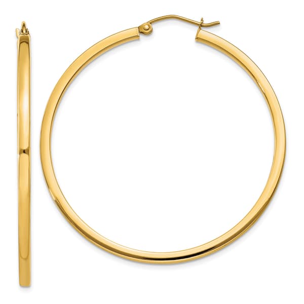 Gold Classics&#40;tm&#41; 14kt.  2mm Square Tube Hoop Earrings - image 