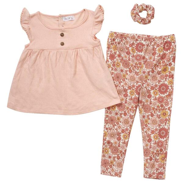 Toddler Girl Rene Rofe&#40;R&#41; 3pc. Solid Top & Floral Pants Set - image 