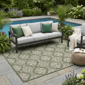 HomeRoots Green & Cream Floral Indoor Outdoor Area Rug - image 1