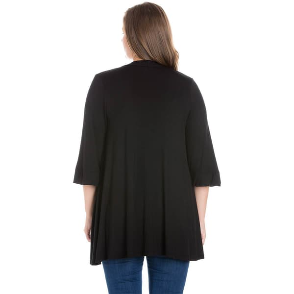 Plus Size 24/7 Comfort Apparel Extended Length Open Cardigan