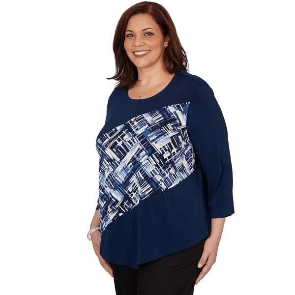 Plus Size Alfred Dunner Classics Diagonal Abstract Blouse