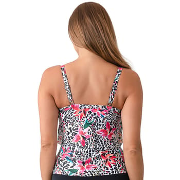 Womens Del Raya Jungle Lilies 3 Tier Hankie Tankini Swim Top - Boscov's