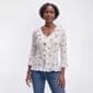 Petite Floral & Ivy 3/4 Ruffle Front Dot Pleater Blouse - image 1