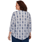 Plus Size Alfred Dunner Indigo Girls 3/4 Sleeve Diamond Blouse - image 2