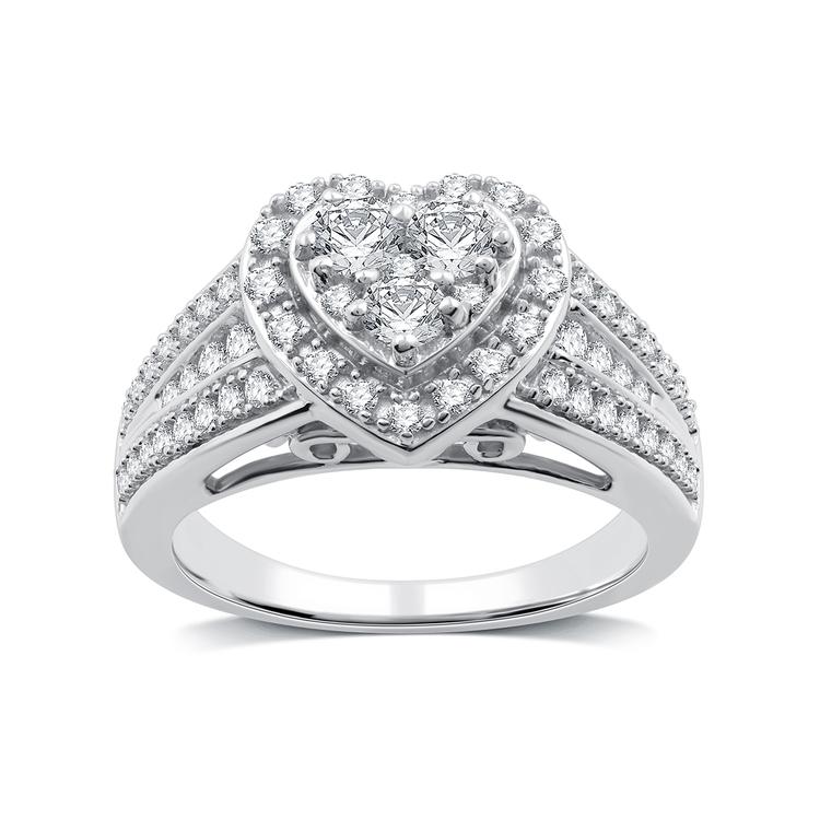 Nova Star(R) 1cttw. Lab Grown Diamond Heart Cluster Bridal Ring
