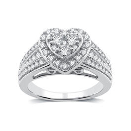 Nova Star&#40;R&#41; 1cttw. Lab Grown Diamond Heart Cluster Bridal Ring