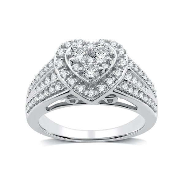 Nova Star&#40;R&#41; 1cttw. Lab Grown Diamond Heart Cluster Bridal Ring - image 
