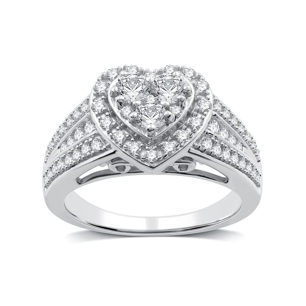 Nova Star&#40;R&#41; 1cttw. Lab Grown Diamond Heart Cluster Bridal Ring - image 