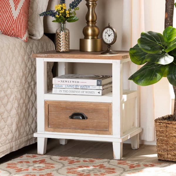 Baxton Studio Glynn Farmhouse Weathered Two-Tone Nightstand