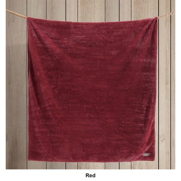 Eddie Bauer Ribbed Texture Stripe Solid Fleece Reversible Throw