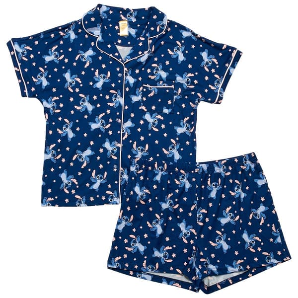 Juniors Peanuts Short Sleeve Stitch Flower Pajama Set - image 