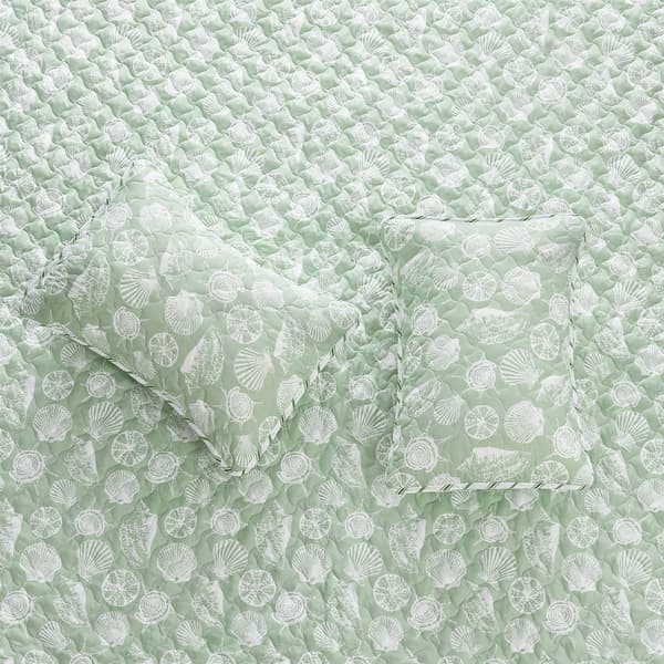 FreshFolds 3pc. Simple Seashell Coastal Microfiber Quilt Set