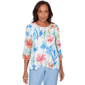 Womens Alfred Dunner Caribbean Blues Whimsical Flower Bell Sleev - image 1