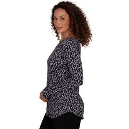Petite Emaline Lavender Revelry Long Sleeve Diamond Blouse