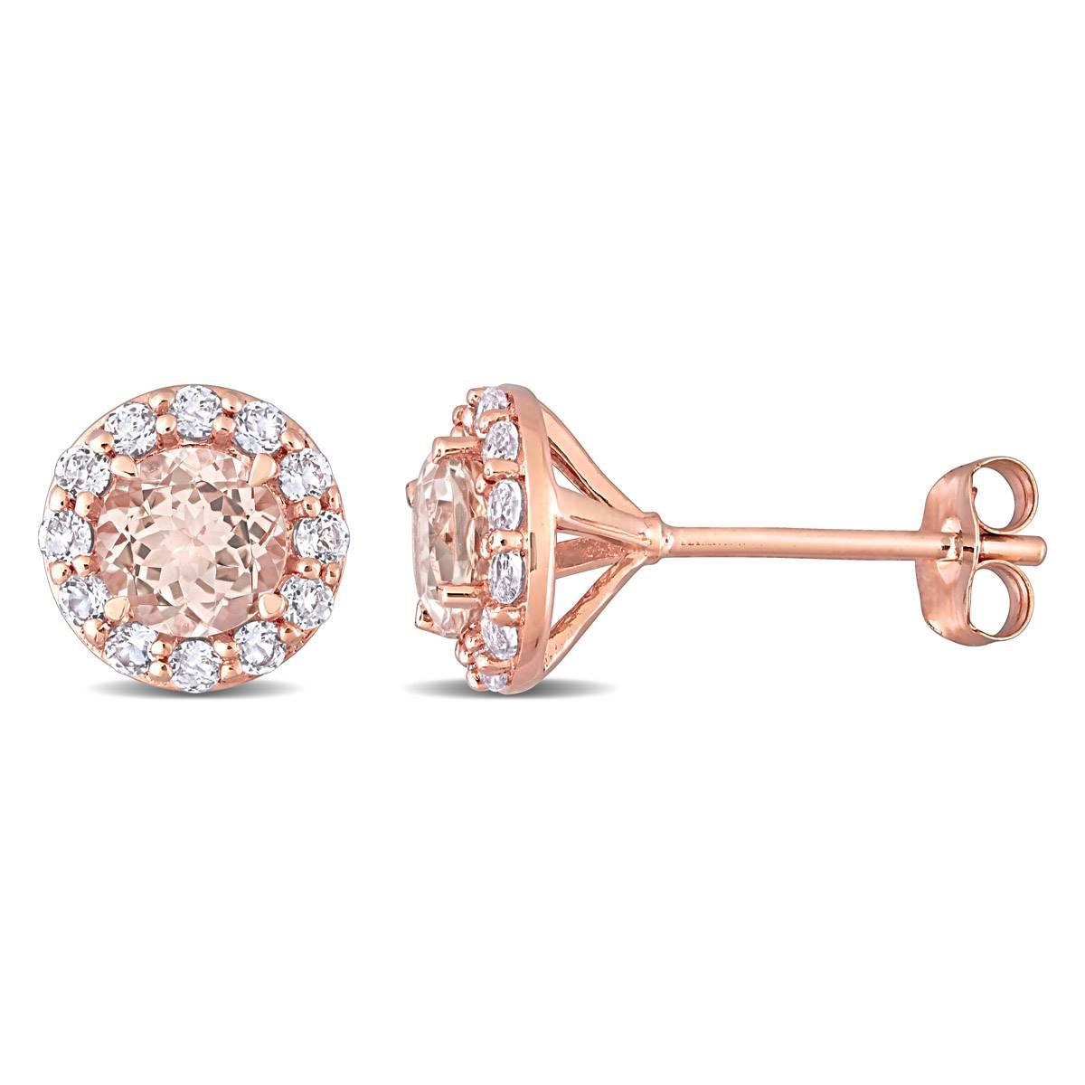 Gemstone Classics™ Rose Gold Round Morganite Stud Earrings