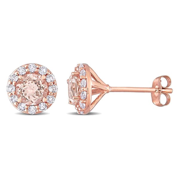 Gemstone Classics&#40;tm&#41; Rose Gold Round Morganite Stud Earrings