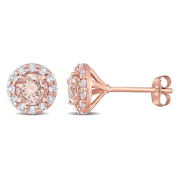 Gemstone Classics&#40;tm&#41; Rose Gold Round Morganite Stud Earrings - image 