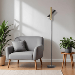 HomeRoots 68in. Black Metal LED Floor Lamp