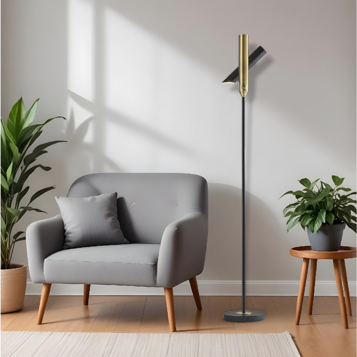 HomeRoots 68in. Black Metal LED Floor Lamp