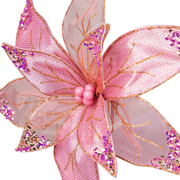 Northlight Glitter & Sequin Poinsettia Clip-on Christmas Ornament