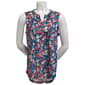 Womens Notations Sleeveless Floral Knit Pleated Split Neck Blouse - image 1