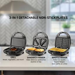 Ovente Electric Indoor Sandwich Grill Waffle Maker Set
