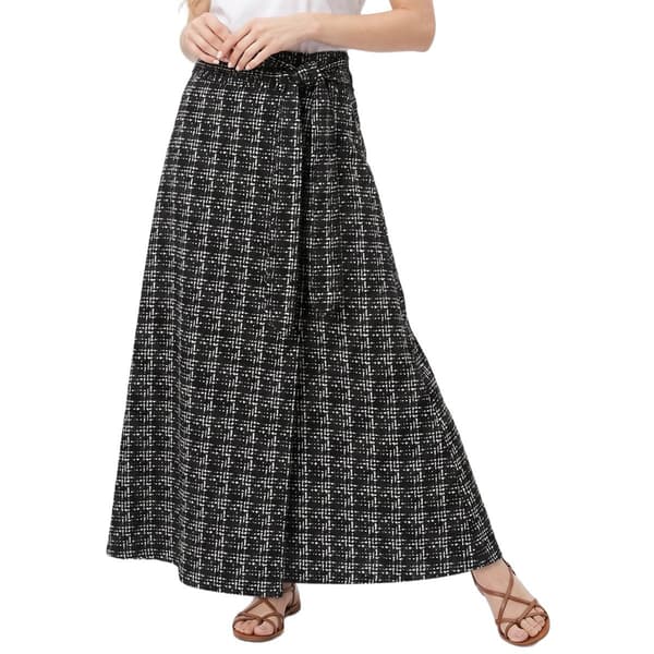 Petite NY Collection Tie Waist Weave Plaid Maxi Skirt - image 
