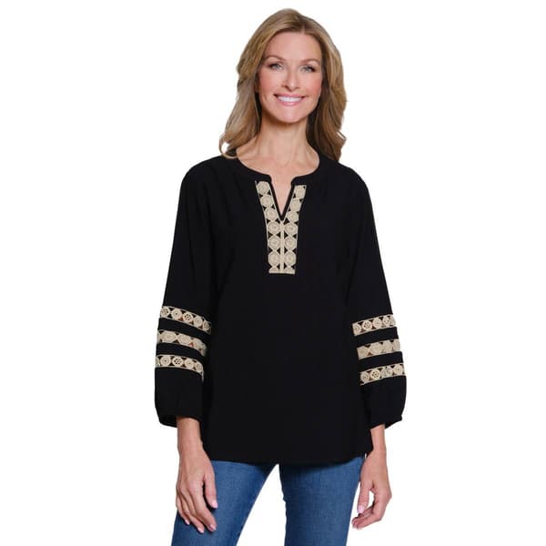 Womens Multiples Embellishment Neck and Sleeve Blouse - image 