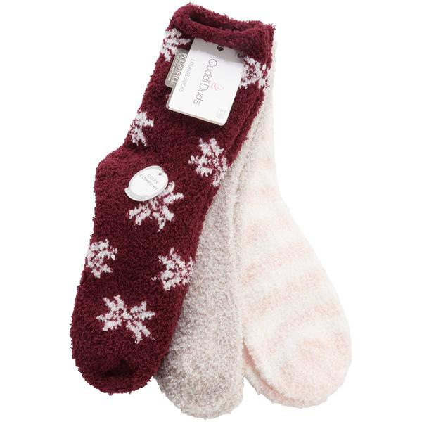Womens Cuddl Duds(R) 3Pk Snowflake Cozies Socks - image 