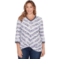 Women''s Ruby Rd. Jetsetter Floral Stripe Twist Front Knit Top - image 1