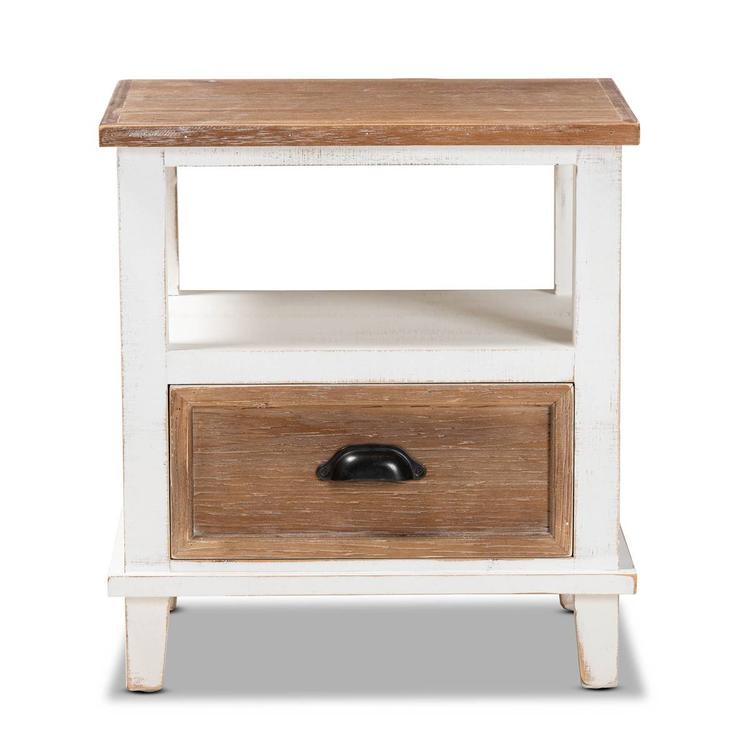 Baxton Studio Glynn Farmhouse Weathered Two-Tone Nightstand