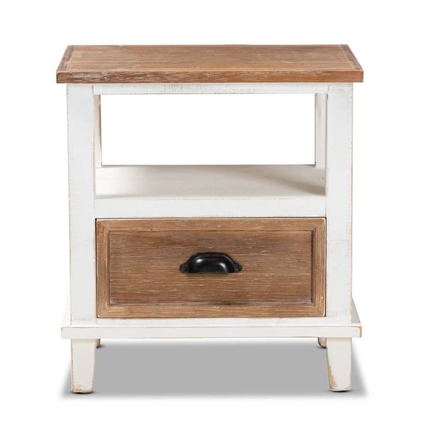 Baxton Studio Glynn Farmhouse Weathered Two-Tone Nightstand