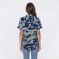 Womens Anne Klein Short Sleeve Button Front Abstract Blouse - image 2