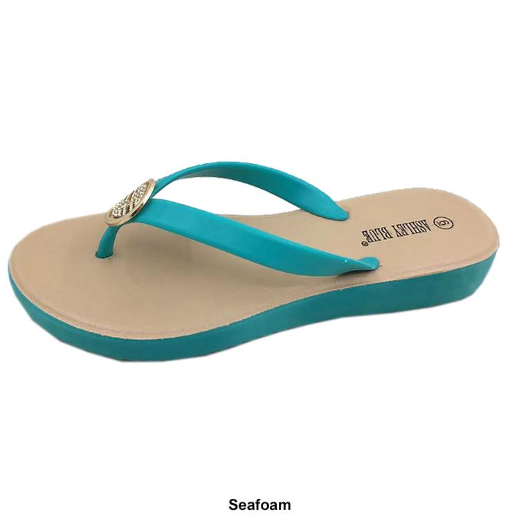 Womens Ashley Blue Glee Medallion Jelly Flip Flops