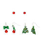 Gold-Tone Holiday Charm Drop Trio Earrings Set - image 1