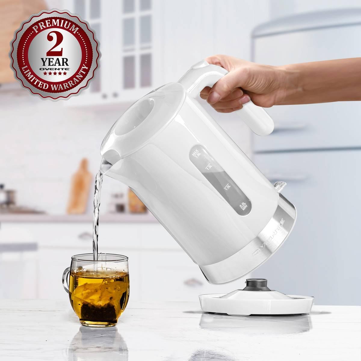 Ovente 1.8 Liter Electric Kettle w/ ProntoFill™ Lid - White