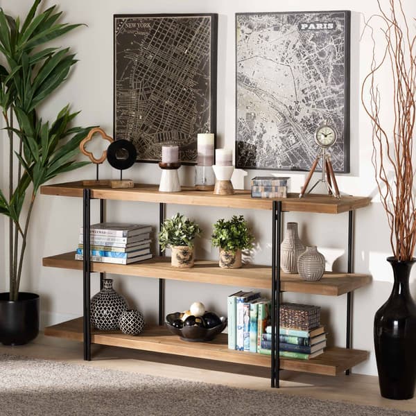 Baxton Studio Tarah Industrial Brown/Black Metal Console Table