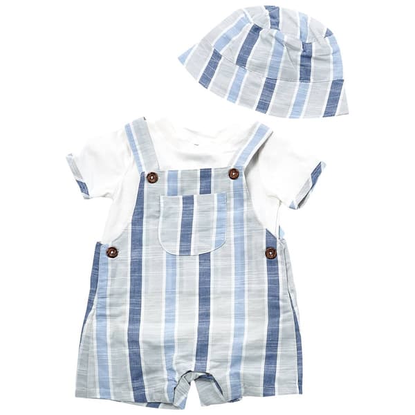 Baby Boy (12-24M) Little Lad(R) 3pc. Stripe Shortall with Tee & Hat - image 