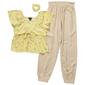 Girls &#40;7-12&#41; Insta Girl 3pc Floral Tie Rib Top & Woven Pants Set - image 2