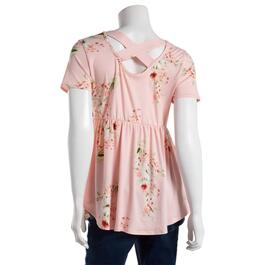 Womens Due Time Floral Criss Cross Maternity Babydoll Tee - Blush